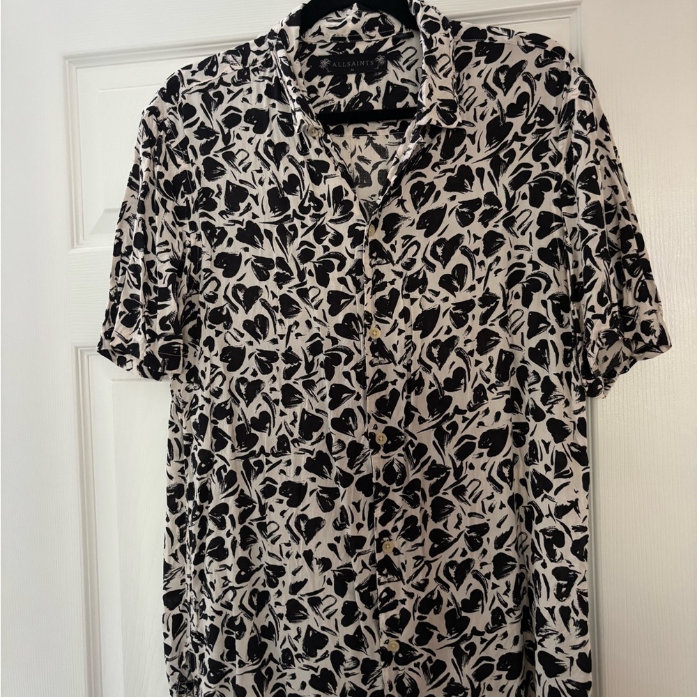 All Saints Monochrome Abstract Men's Shirt